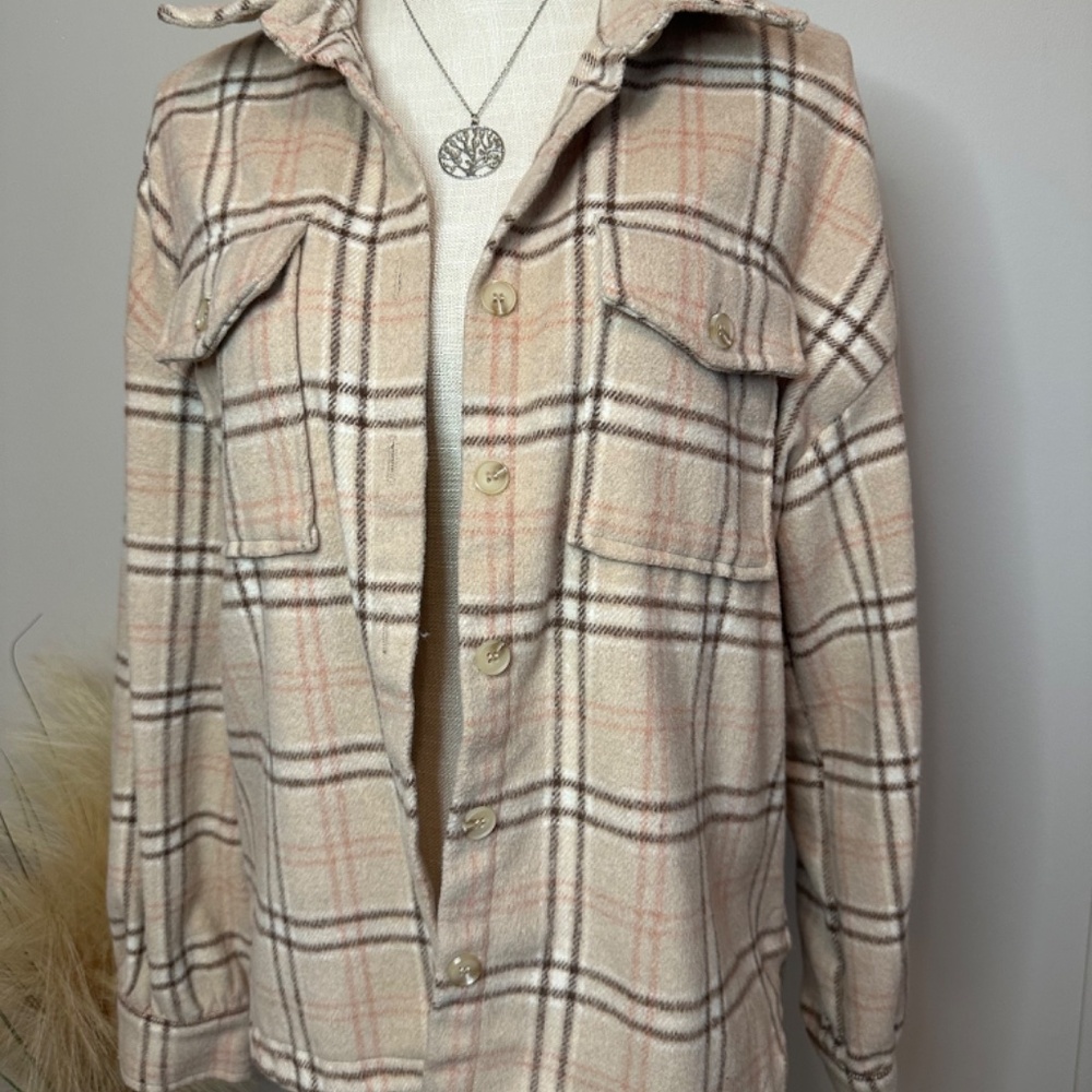 Button Plaid Shacket - image 2